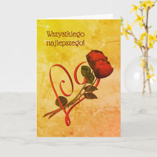 Carte Anniversaire polonais Sto Lat Red Roses Coeur