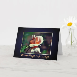 Carte Anniversaire polonais Sto Lat Rosebud Flower