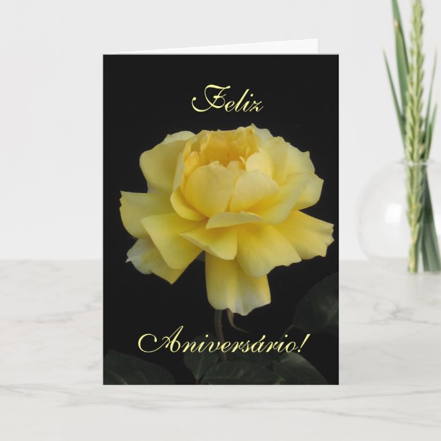 Carte Anniversaire portugais : Seu Aniversario de Rosa (Devant)