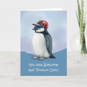Carte Anniversaire pour garçon Drôle Penguin avec Casque
