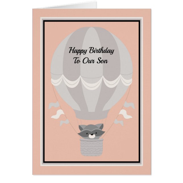 Carte Anniversaire pour Jeune Fils, Raccoon & Ball (Devant)