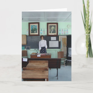 Carte Anniversaire pour l'enseignant, école à classe uni