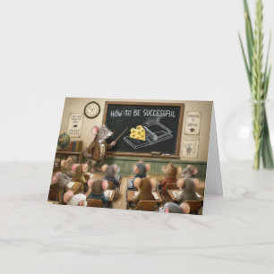 Carte Anniversaire pour l'enseignante Souris dans une sa