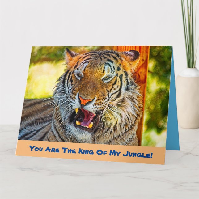 Carte Anniversaire Pour Lui, Big Cat Yawning Card (Devant)