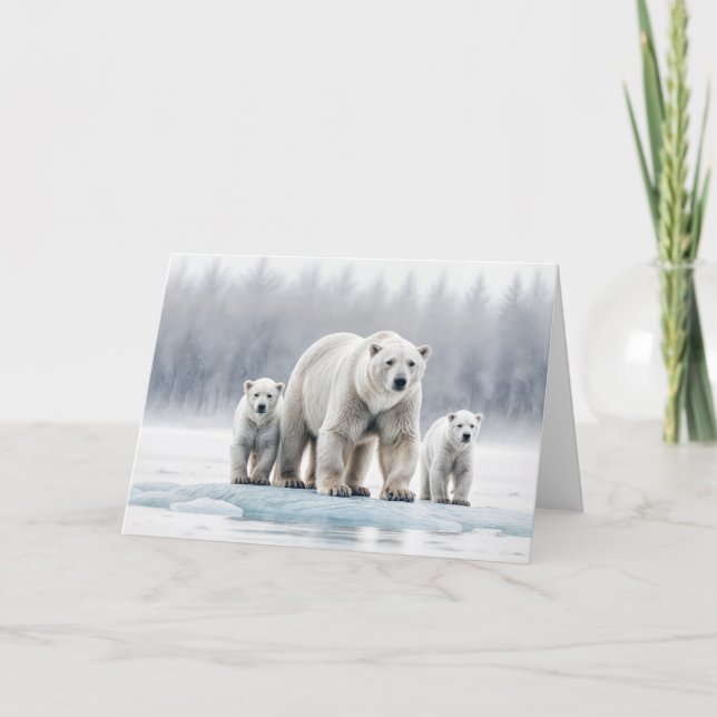 Carte Anniversaire Pour Maman Ours Polaire Famille Sur G (Devant)