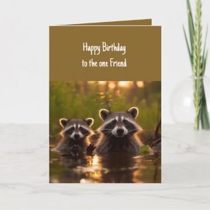 Carte Anniversaire pour que un ami Raccoons mignonne