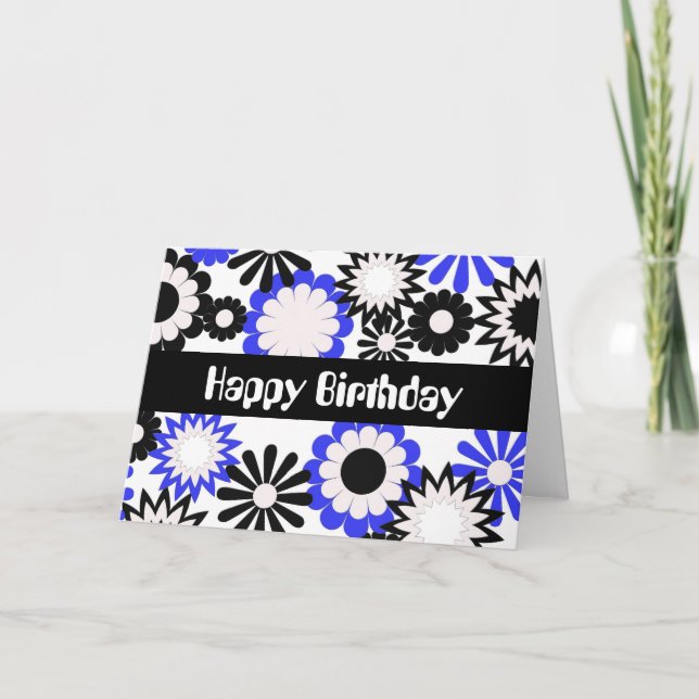 Carte Anniversaire pour tous, fleurs vives. (Devant)