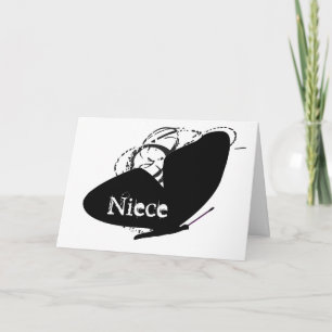 Carte Anniversaire pour une nièce, gros papillon noir, t