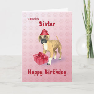 Carte anniversaire pour une soeur avec un chiot