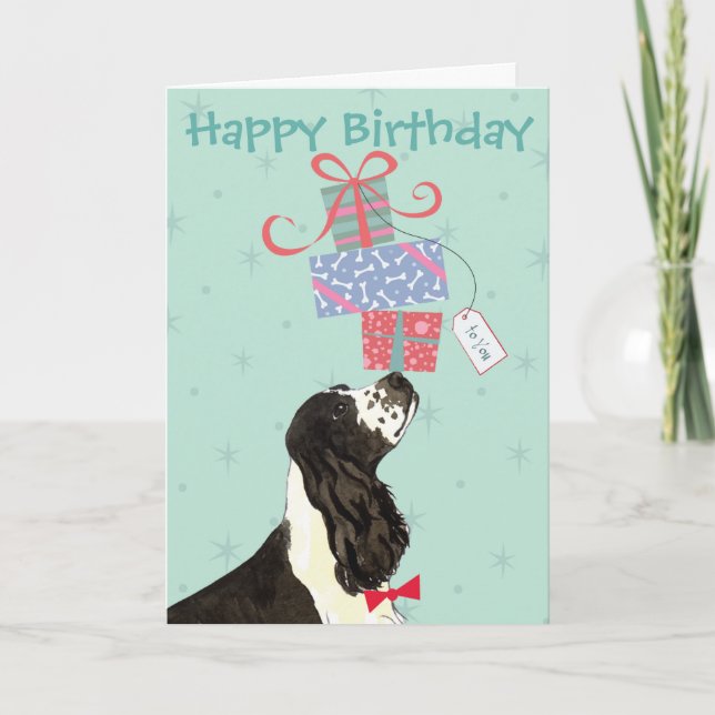 Carte Anniversaire Présente Anglais Cocker Spaniel Card (Devant)