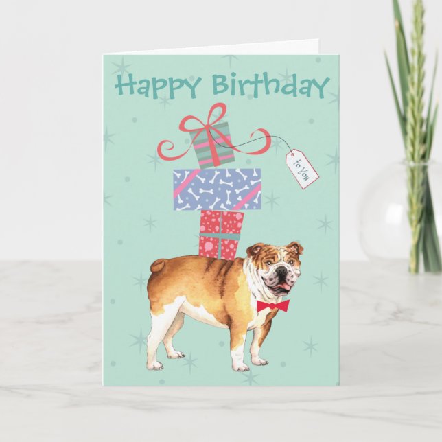 Carte Anniversaire présente Bulldog Card (Devant)