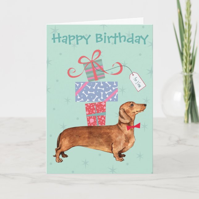 Carte Anniversaire présente Dachshund (Devant)