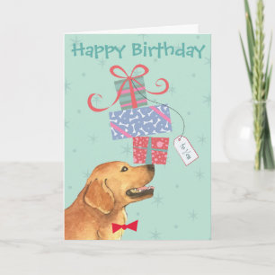 Carte Anniversaire présente Golden Retriever