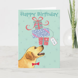 Carte Anniversaire présente Yellow Lab