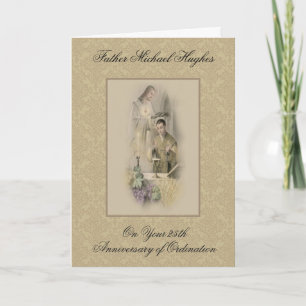 CARTE ANNIVERSAIRE PRÊTRE ORDINATION JÉSUS COURONNEMENT