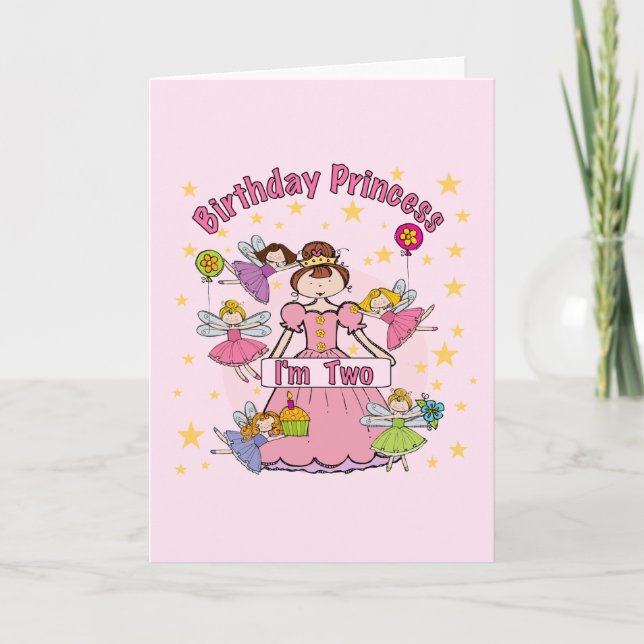 Carte Anniversaire Princesse Je suis deux t-shirts et ca (Devant)