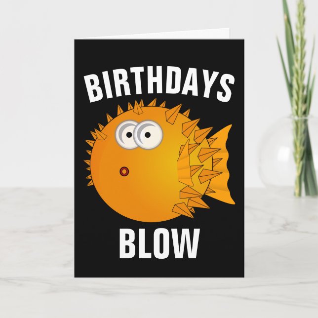 CARTE ANNIVERSAIRE, PUFER FISH FUNNY CARD (Devant)