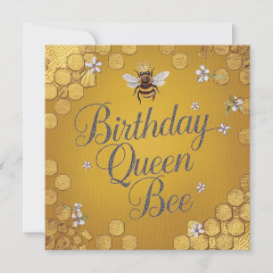 Carte Anniversaire Queen Bee - Design élégant Gold Honey