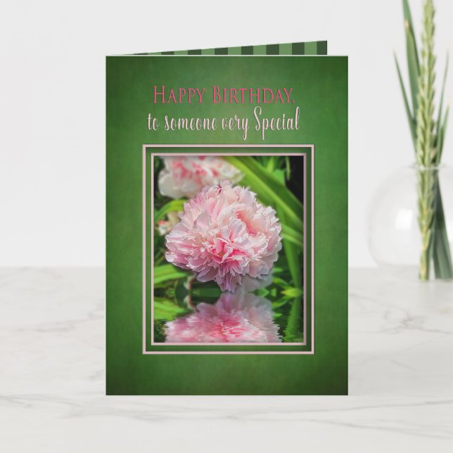 Carte Anniversaire, Quelqu'un Peonies roses spéciales/ré (Devant)
