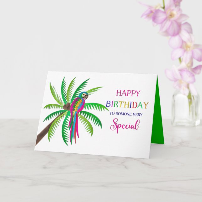 Carte Anniversaire Quelqu'un Perroquet tropical spécial  (Orchidée)