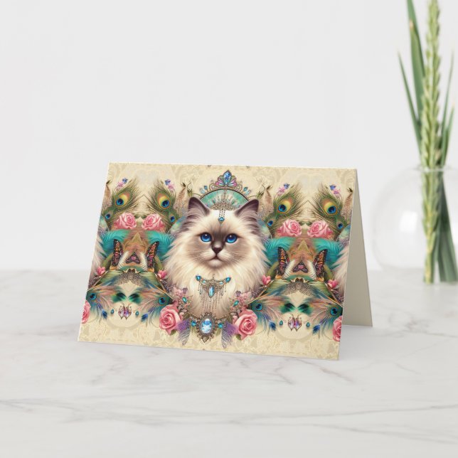 Carte Anniversaire Ragdoll Angel Chat Princesse (Devant)
