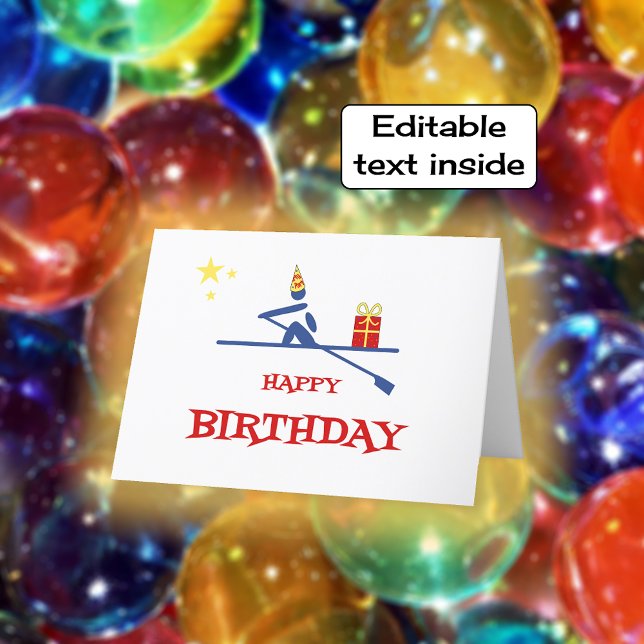 Carte Anniversaire rameur apportant un cadeau (Créateur téléchargé)