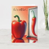 Anniversaire Red Bell Poivre regardant dans un mir