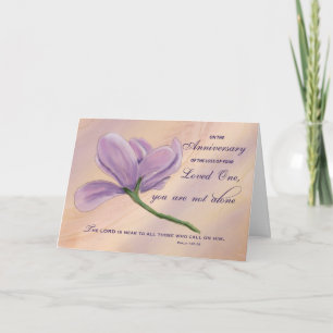 Carte Anniversaire religieux de deuil Fleur violette Bib