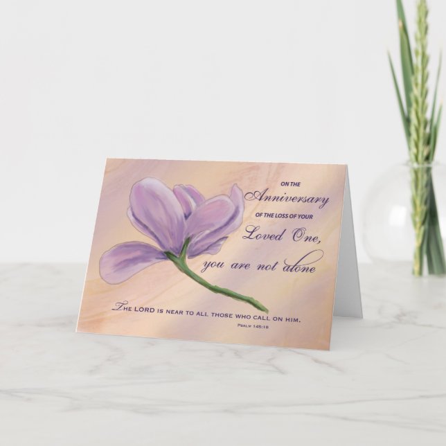 Carte Anniversaire religieux de la Bible de Fleur pourpr (Devant)