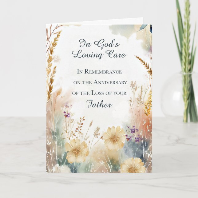 Carte Anniversaire religieux de la perte d'un père (Devant)