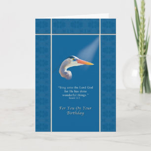 Carte Anniversaire, Religieux, Grande Oiseau de Héron Bl