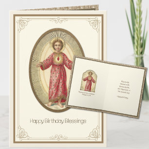 Carte Anniversaire religieux Sacré Coeur de Jésus