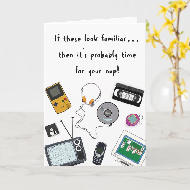 Carte Anniversaire Rétro pour les amis et la famil (Fleur jaune)