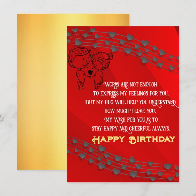 Carte Anniversaire romantique (Devant / Derrière)