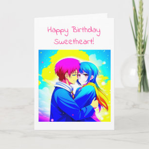 Carte Anniversaire romantique d'Anime Couple Personnalis