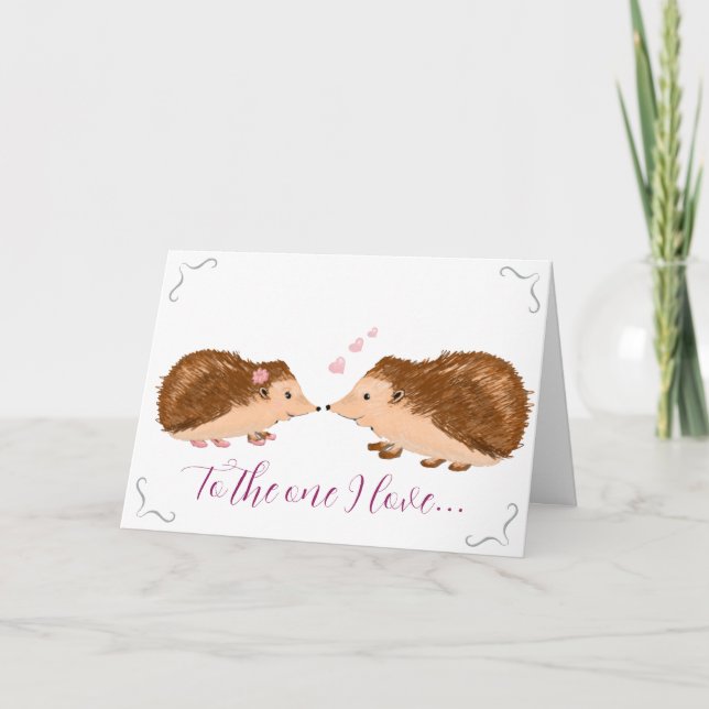 Carte Anniversaire Romantique du Hérisson (Devant)