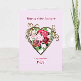 Carte Anniversaire romantique du Mariage Rose peint