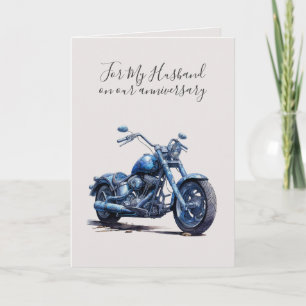 Carte Anniversaire romantique moto bleue Je t'aime