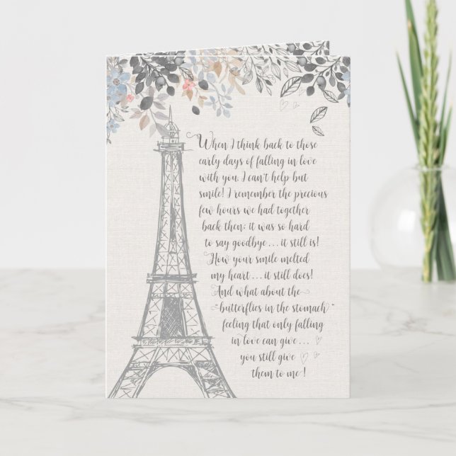 Carte Anniversaire romantique Tour Eiffel (Devant)