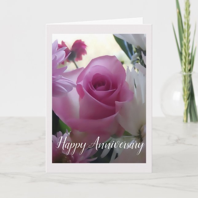 Carte Anniversaire rose (Devant)