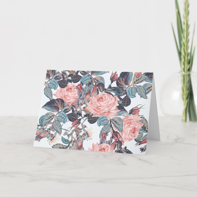 Carte anniversaire rose couleur pêche (Devant)