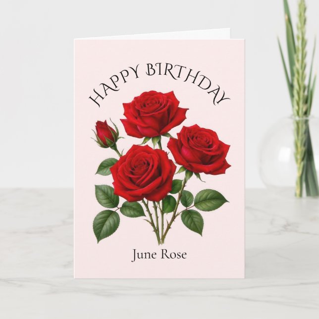 Carte Anniversaire Rose de Juin (Devant)