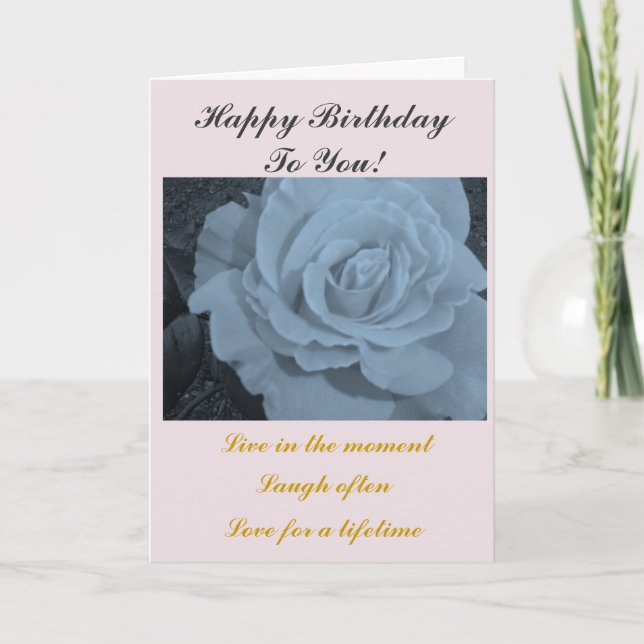 Carte Anniversaire Rose Élégante (Devant)