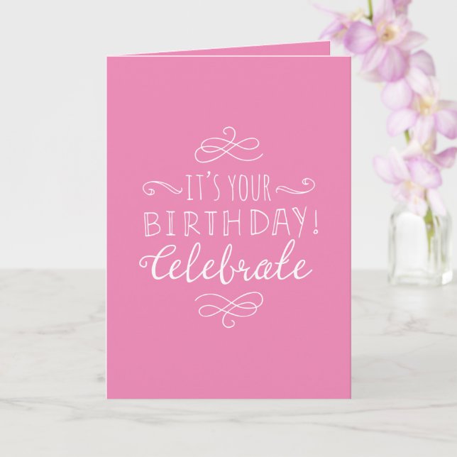 Carte Anniversaire rose et blanc (Orchidée)