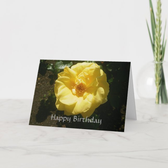 Carte Anniversaire Rose Jaune (Devant)