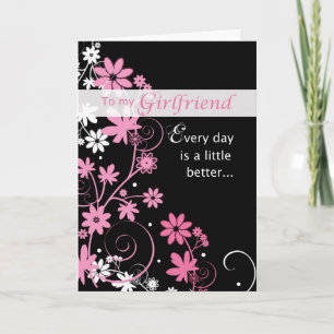 Carte Anniversaire, Rose, Noir, Filles