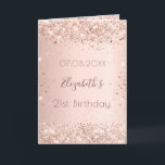 Carte Anniversaire rose or blush parties scintillant pho<br><div class="desc">Une carte pour un 21e anniversaire féminin et glamour (ou tout âge). Un arrière - plan rose à l'aspect faux métallique et à la fausse parties scintillant. Le texte : Le nom est écrit en or rose foncé avec un grand script de style à la main moderne. Personnalisez et ajoutez...</div>