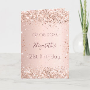 Carte Anniversaire rose or blush parties scintillant pho