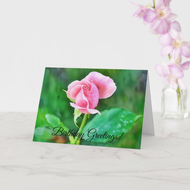Carte Anniversaire rose Rose (Orchidée)