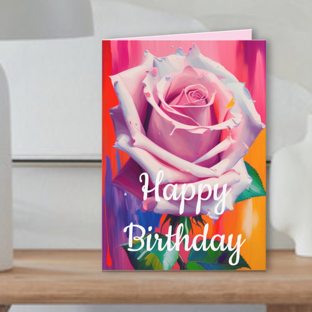 Carte Anniversaire Rose Rose De Printemps Rose Clair Et  (Créateur téléchargé)